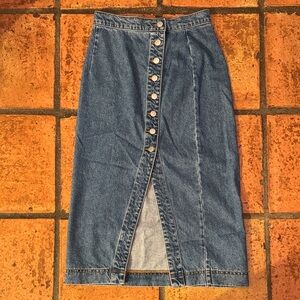 BDG Urban Outfitters Denim Button-Front Midi Skirt - Blue